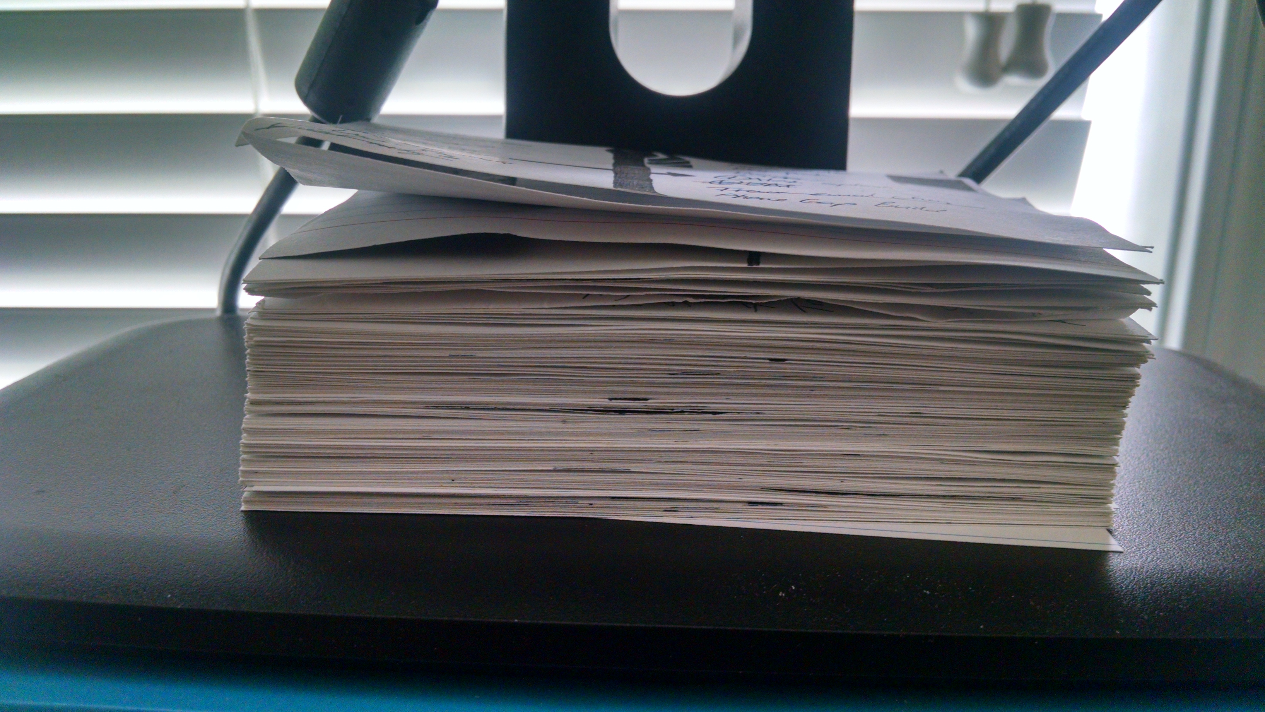 Completed index cards